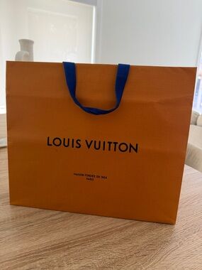 Louis Vuitton Orange Gift Bag with Royal Blue Handles